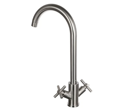 Смеситель для кухни СоюзКран SS01-R240, кран-буксы, поворотный излив, нержавеющая сталь