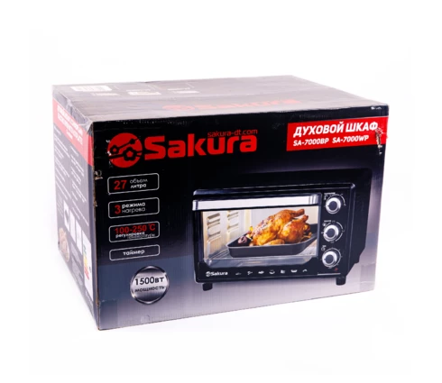 Духовка электрическая Sakura SA-7000HBK, черная, 2 конфорки, 27 л, 2900 Вт
