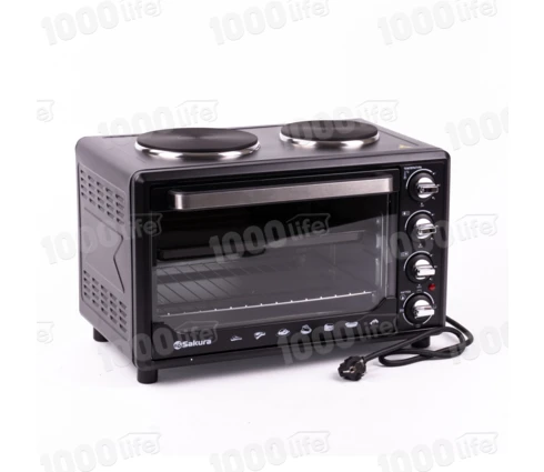 Духовка электрическая Sakura SA-7001HBK, черная, 2 конфорки, 35 л, 3200 Вт