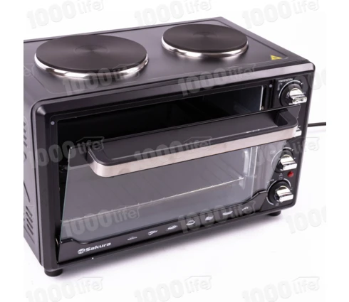 Духовка электрическая Sakura SA-7001HBK, черная, 2 конфорки, 35 л, 3200 Вт
