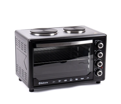 Духовка электрическая Sakura SA-7002HBK, черная, 2 конфорки, 48 л, 3600 Вт