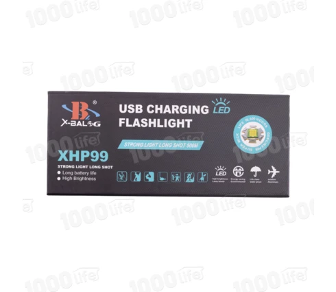 Фонарь аккумуляторный 80 Вт, 17 см, USB