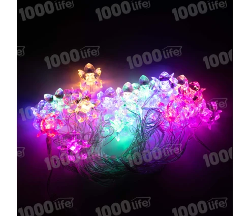 Гирлянда Цветы Большие 3D, 4 м, 20 диодов, RGB, 220 В, модульная