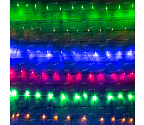Гирлянда Сетка, 1,5*1,5 м, 120 диодов, RGB, 220 В, модульная, программатор