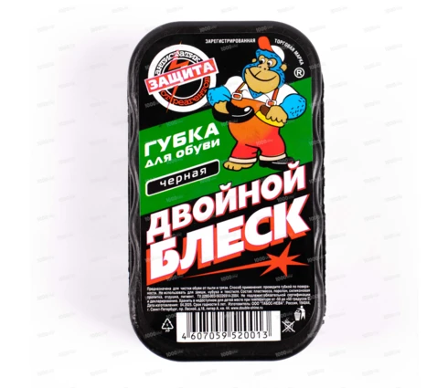 Губка для обуви ДВОЙНОЙ БЛЕСК, стандарт, черный