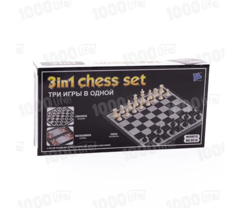 Игра настольная 3 в 1 Шашки, шахматы, нарды, 24 см