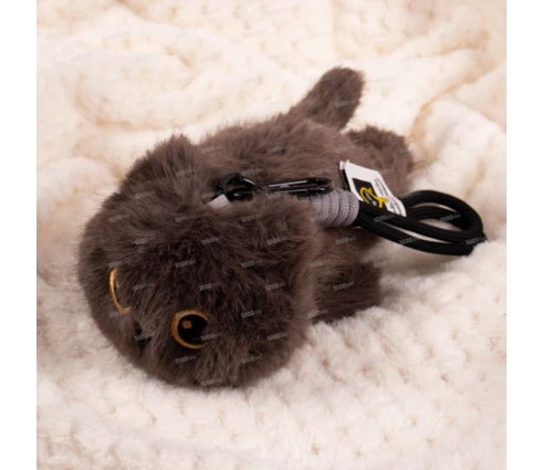 Игрушка мягкая DOURMAN Котик, 18 см, серый, с подвесом