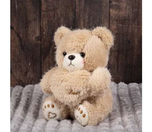 Игрушка мягкая DOURMAN Мишка бежевый с сердцем, 23 см