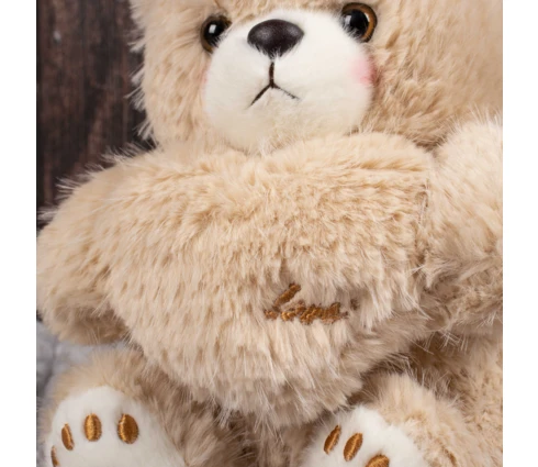 Игрушка мягкая DOURMAN Мишка бежевый с сердцем, 23 см