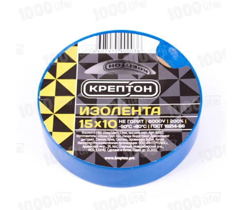 Изолента КРЕПТОН, 15 мм*10 м, синяя