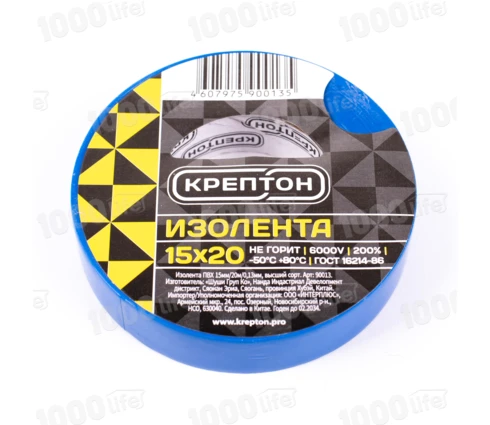 Изолента КРЕПТОН, 15 мм*20 м, синяя