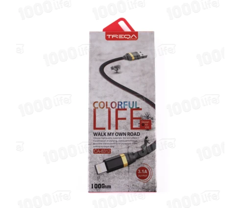 Кабель для мобильного телефона lighting 1 м 3,1A плоский