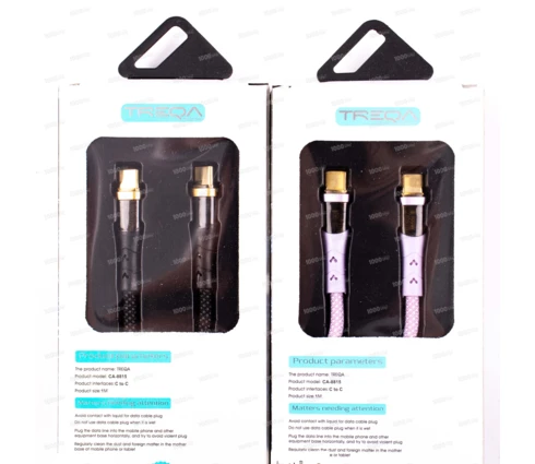 Кабель для телефона TREQA CA-8815, USB-C на USB-C, 9,1 А, 1 м, подсветка