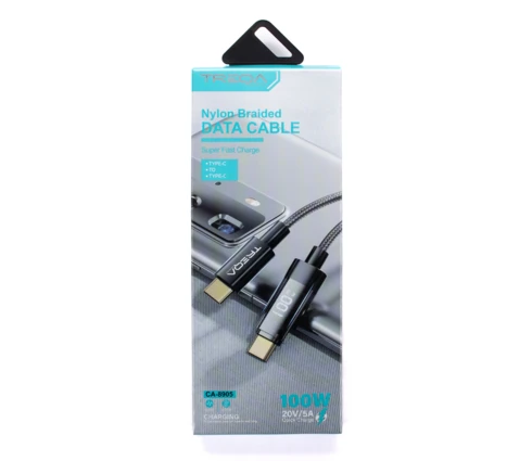 Кабель для телефона TREQA CA-8905, USB-C на USB-C, 5А, 1 м, 100 Вт, индикатор