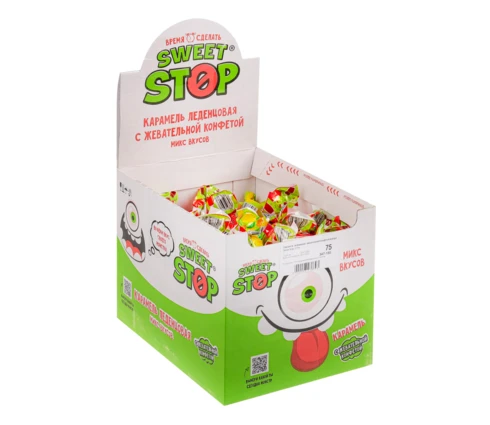 Карамель леденцовая Sweet Stop, с жевательной конфетой внутри, 17,5 г
