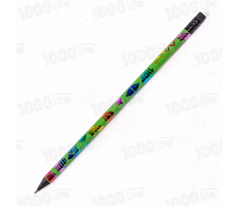 Карандаш чернографитный Star Color, дерево, круглый, с ластиком