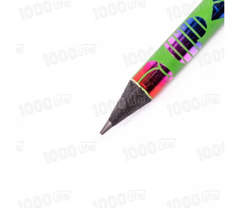 Карандаш чернографитный Star Color, дерево, круглый, с ластиком