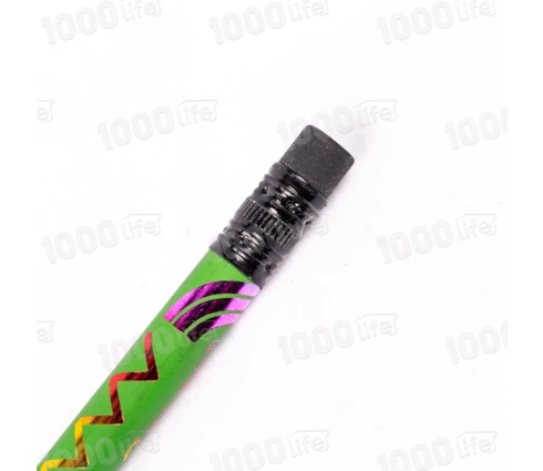 Карандаш чернографитный Star Color, дерево, круглый, с ластиком