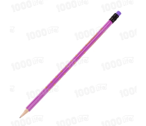 Карандаш чернографитный Star Color, дерево, круглый, с ластиком