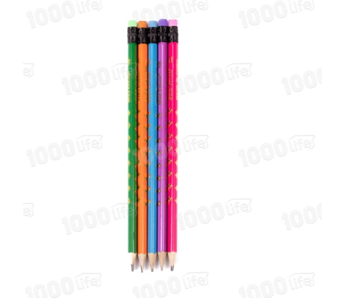 Карандаш чернографитный Star Color, дерево, круглый, с ластиком