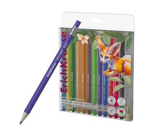Карандаши цветные ErichKrause Safari, шестигранный корпус, с точилкой, 12 цветов