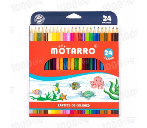 Карандаши цветные Motarro, 24 цветов, пластик, шестигранные