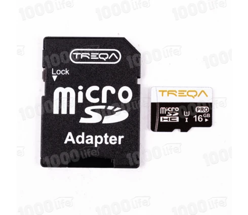 Карта памяти TREQA microSDHC, 16 ГБ, Class 10, адаптер SD