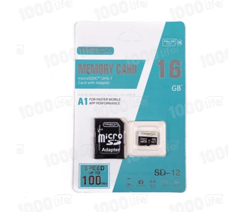 Карта памяти TREQA microSDHC, 16 ГБ, Class 10, адаптер SD