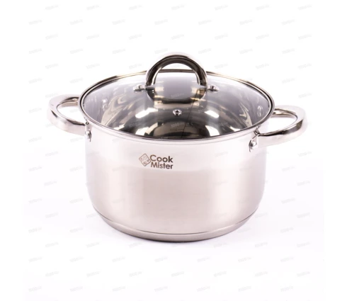 Кастрюля из нержавеющей стали Cook Mister KV2250 4,8 л, 22 см, индукция, стеклянная крышка