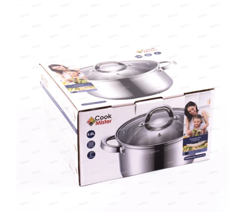 Кастрюля из нержавеющей стали Cook Mister KV2250 4,8 л, 22 см, индукция, стеклянная крышка