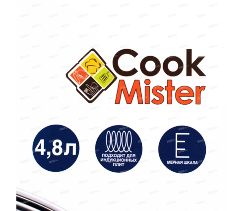 Кастрюля из нержавеющей стали Cook Mister KV2250 4,8 л, 22 см, индукция, стеклянная крышка