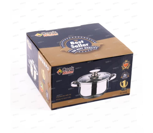 Кастрюля из нержавеющей стали Cook Mister KV4008, 5,8 л, 24 см, индукция, крышка