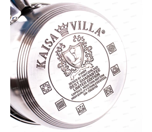 Кастрюля из нержавеющей стали KV2251, 1,9 л, 16 см, индукция, стеклянная крышка