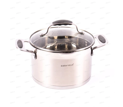 Кастрюля из нержавеющей стали KV30403, 3,2 л, 20 см, индукция, стеклянная крышка