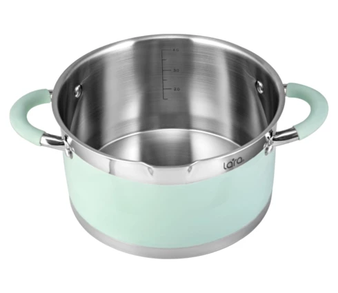 Кастрюля lara MINT LR02-543, 4,4 л, 22*12 см, нержавеющая сталь, индукция