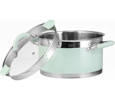 Кастрюля lara MINT LR02-543, 4,4 л, 22*12 см, нержавеющая сталь, индукция