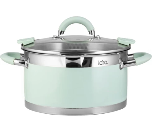 Кастрюля lara MINT LR02-543, 4,4 л, 22*12 см, нержавеющая сталь, индукция