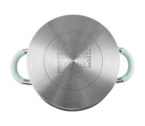 Кастрюля lara MINT LR02-543, 4,4 л, 22*12 см, нержавеющая сталь, индукция