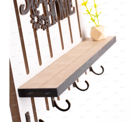Ключница с полкой Sweet HOME, 4 крючка, 23*22 см