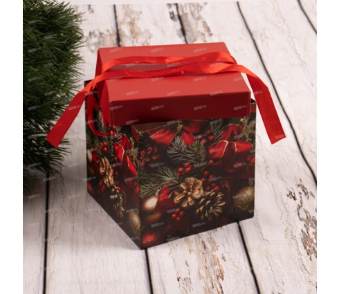 Коробка подарочная НГ, Фабрика Чудес, 15*15*15 см, с бантом, складная