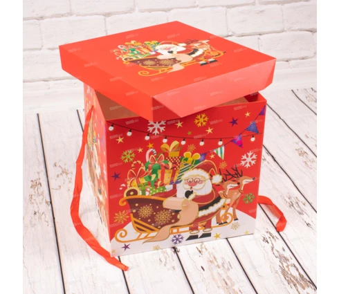 Коробка подарочная новогодняя Фабрика Чудес, 30*30*30 см, с бантом, складная