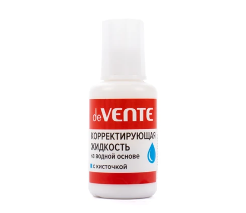 Корректирующая жидкость deVente, кисточка, водная основа, 20 мл