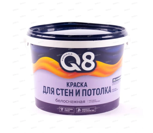Краска водно-дисперсионная Formula Q8, интерьерная, белоснежная, полиакрил, 2,7 кг