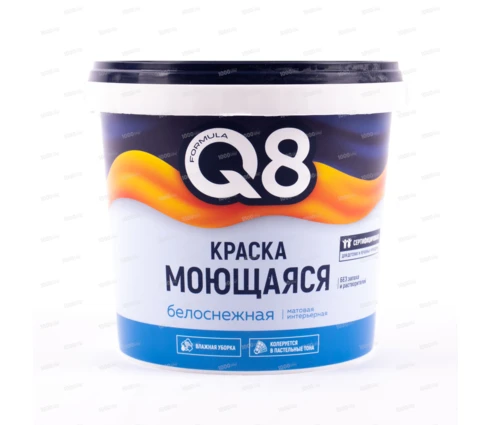 Краска водно-дисперсионная Formula Q8, моющаяся, белоснежная, полиакрил, 1,4 кг