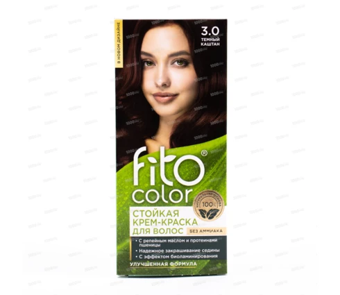 Крем-краска для волос fito color темный каштан, 115 мл