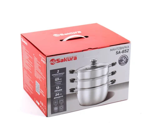 Мантоварка Sakura SA-652, 24 см, 13 л, нержавеющая сталь, 2 яруса