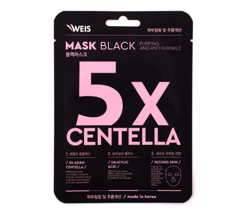 Маска для лица WEIS Black с центеллой азиатской и салициловой кислотой, 25 г