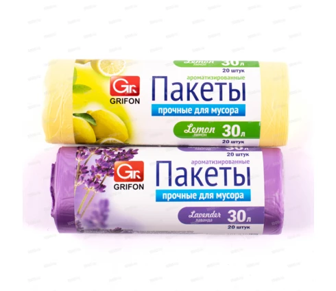 Мешки для мусора GRIFON Bio МИКС, 30 л, 9 мкм, ПНД, 20 шт в рулоне
