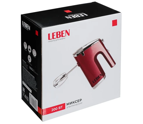 Миксер электрический LEBEN, бордо, 5 скоростей, 200 Вт