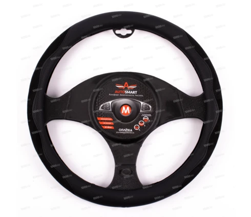Оплетка для руля AUTOSMART, размер М, 38 см, черная